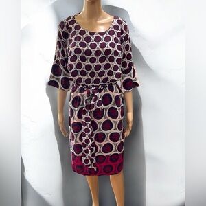 Maeve Anthropologie 100% Silk Kimono Sleeves Citrus Circles Patterns Dress